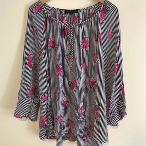 Striped floral blouse